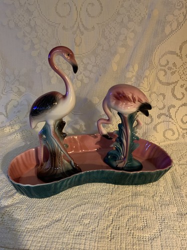 Ceramic flamingo pair - flamingo,
