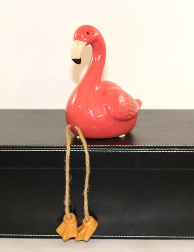 Ceramic pink flamingo figurine - ceramic,