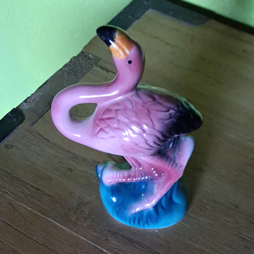 Vintage pink flamingo - flamingo, ceramic